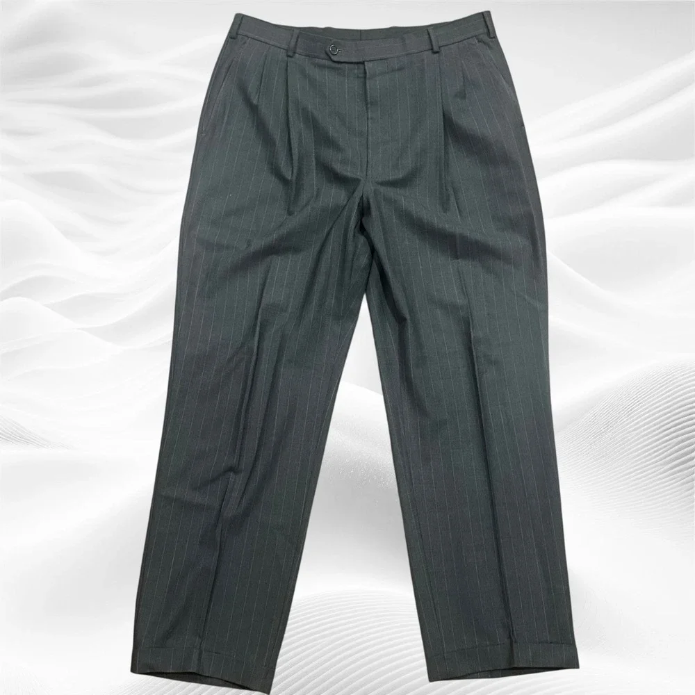 Brooks Brothers 346‎ Stretch  2 Piece Suit 43L Gray PinStripe Wool 36X30(cuffed)